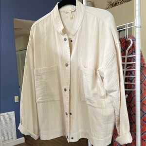 Eileen Fisher Cream Button Down Jacket